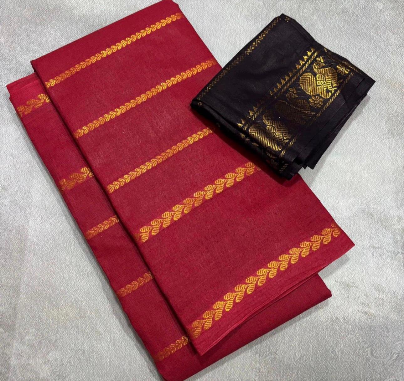 DD Velthari Madurai Sungudi Saree-Gold Lines